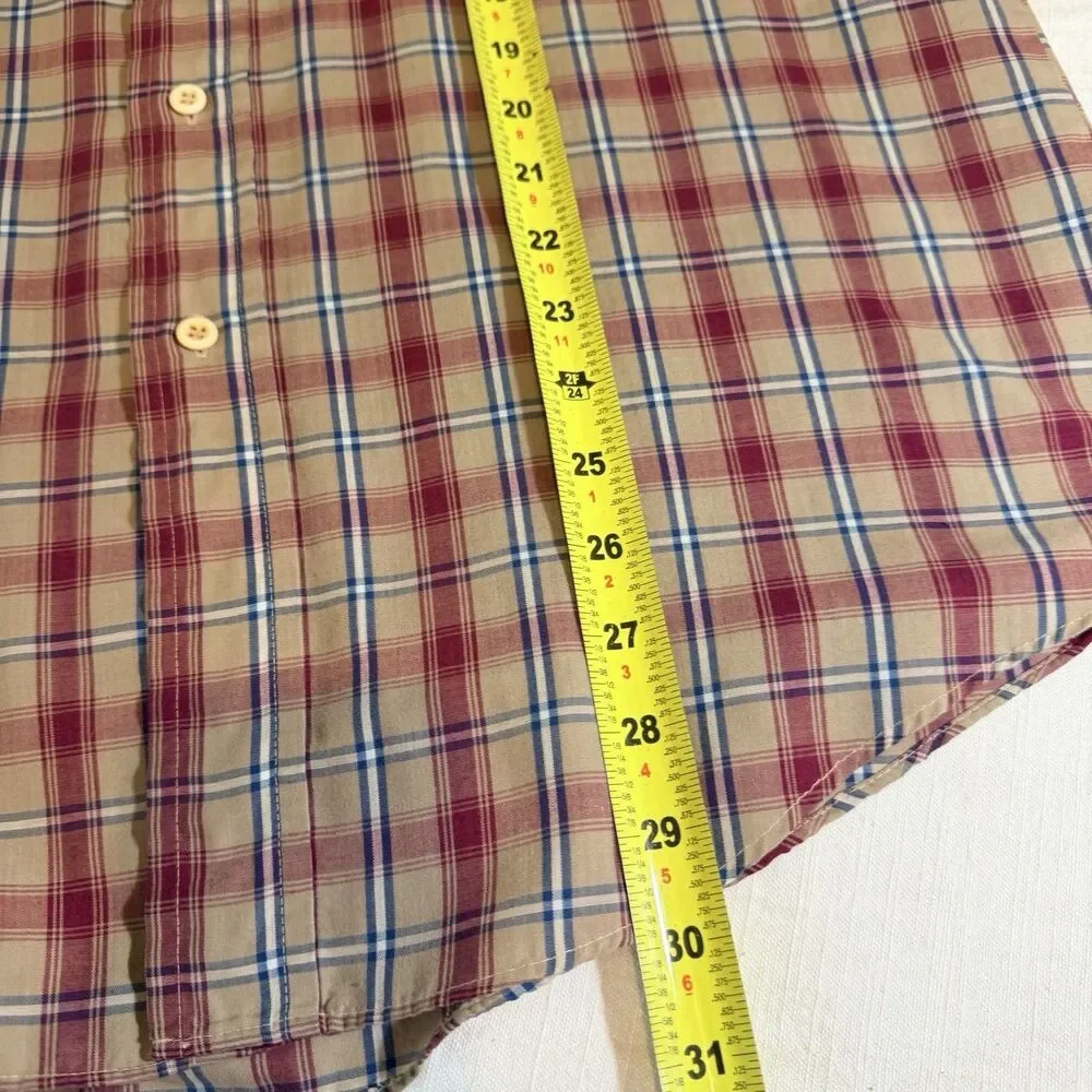 Levis Mens Shirt XL Brown Plaid 80s Button Up Tabs Korea TEAR SEE PICS Vintage